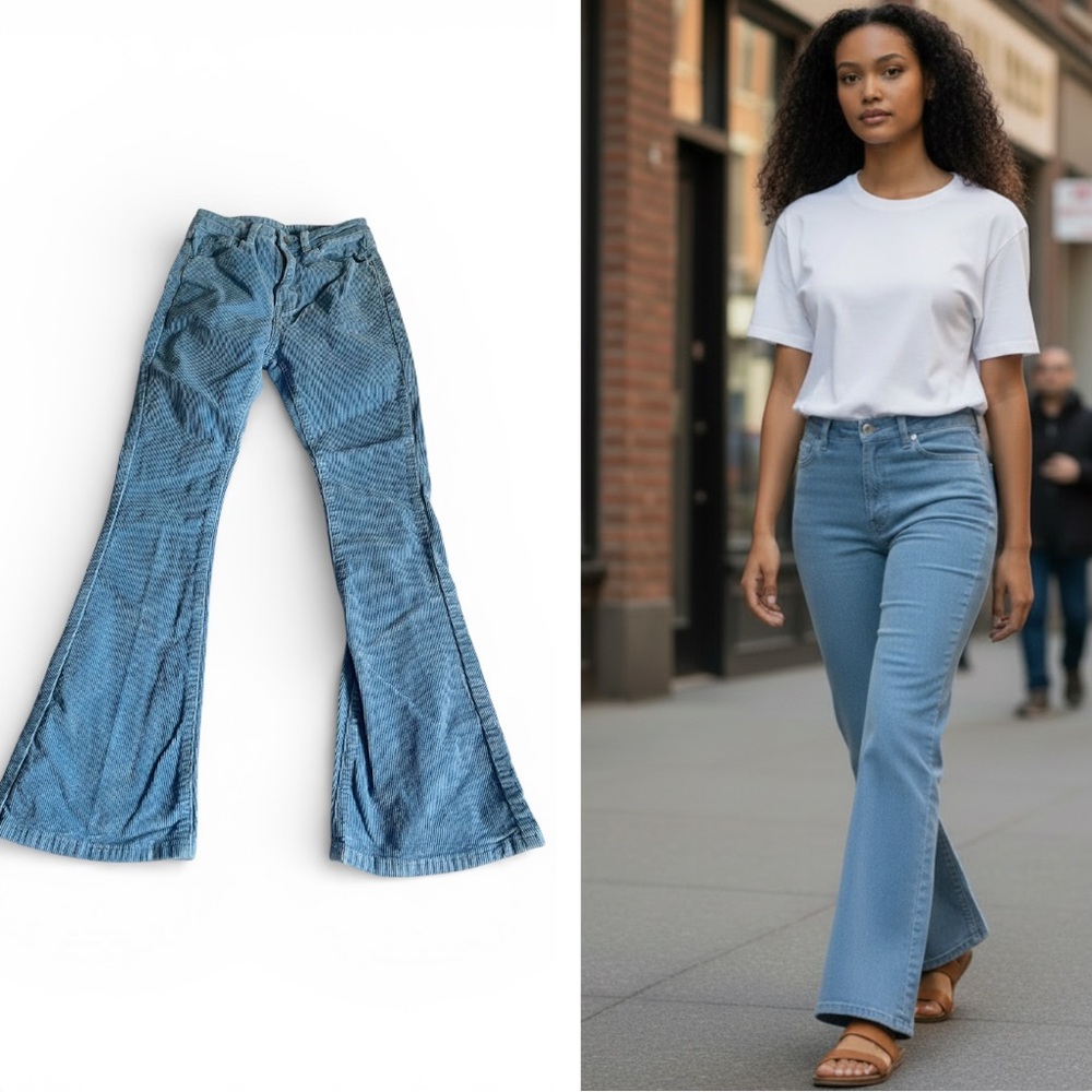 Classic Blue Flare Corduroy Pants